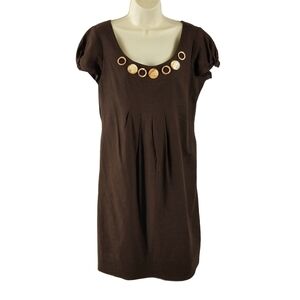 Brown Short Sleeve Women's Dress
